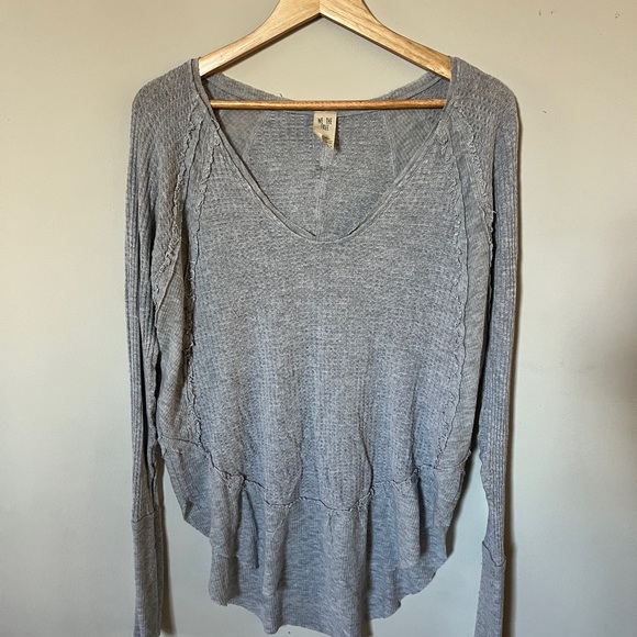 Free People We The Free Catalina Thermal Long Sleeve Tee Gray XS - Picture 1 of 8